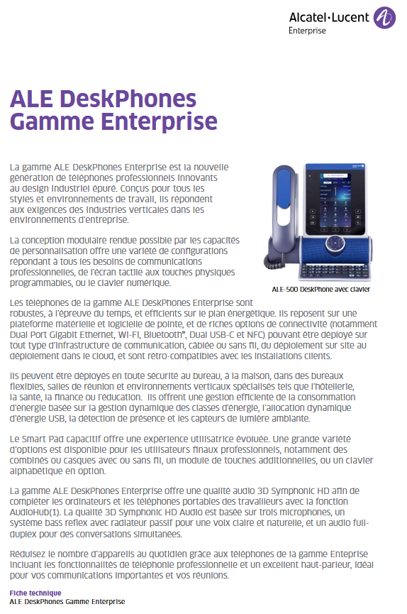 Alcatel-Lucent Enterprise / 400 IP DeskPhone avec combiné filaire